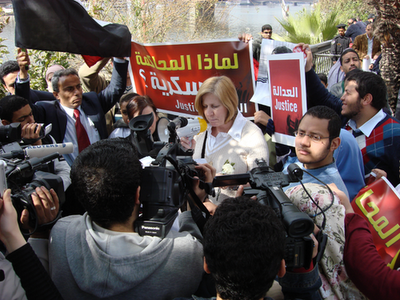 U.S. peace activist protests Egypt military trials