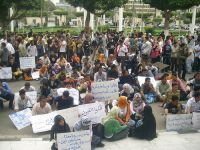 Students rally calling for the release of their colleagues and freedom of expression.